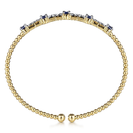 14K Yellow Gold 6.25 inch Bujukan Bar Bangle Bracelet w/Sapphires=.65ctw and Diamonds=.27ctw SI2 H-I #BG4706-62Y45SA (S1785617)