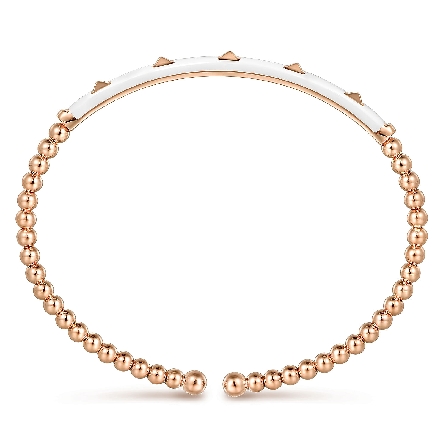 14K Rose Gold Gabriel Bujukan White Enamel Stud Bar Bangle Bracelet Size 5.75 #BG4969E9K4JJJ.S575 (S1915631)