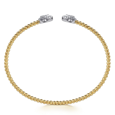 14K Yellow and White Gold 6.25inch Bujukan Pear Shaped Halos Cuff Bangle w/Diams=.31tw SI2 H-I #BG4774-62M45JJ (S2090925)