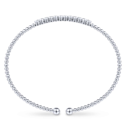 14K White Gold 5.75inch Bujukan Flexible 12 Bezels Cuff Bangle w/Diams=.14ctw SI2 H-I #BG4118-57W45JJ (S2090905)