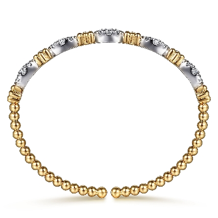 14K Yellow and White Gold Bujukan 5.75inch Cluster Bangle w/Diams=.74ctw SI2 H-I #BG5058-57M45JJ (S2191147) 