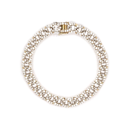 14K Yellow Gold 7inch Pave Link Fashion Bracelet w/Diams=5.72ctw SI H-I #B-8306-E (M5635)