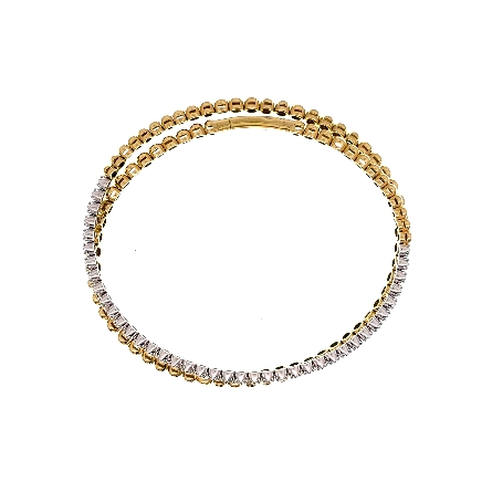 14K Yellow and White Gold Gold Beaded Flexible Wrap Bracelet w/Diams=.52ctw SI H-I #B-8173-B (N2427)