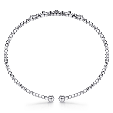 14K White Gold Gabriel Bujukan 5.75inch Cluster Round Station Cuff Bangle Bracelet w/Diams=.38tw SI2 H-I #BG4335-57W45JJ (S2191117)
