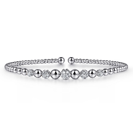 14K White Gold Gabriel Bujukan Bead Pave Bangle Size6.25 w/Diams=.34ctw SI H-I #BG4362-57W45JJ (S2191123)