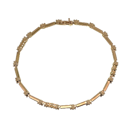 14K Yellow Gold 7inch Scattered Bar Line Bracelet w/Diams=1.70ctw SI2 G-H #BP20-121-1YB/NP