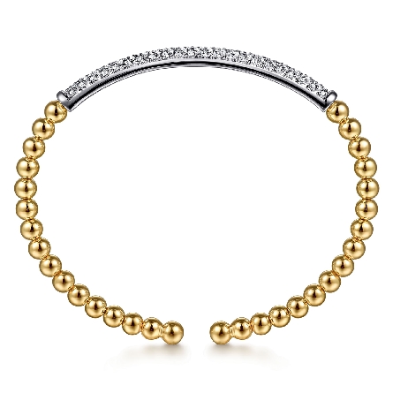 14K Yellow and White Gold 6inch Gabriel Bujukan Pave Bar Bangle Bracelet w/Diams=.73ctw SI2 H-I #BG5057-6M45JJ (S2211901) 