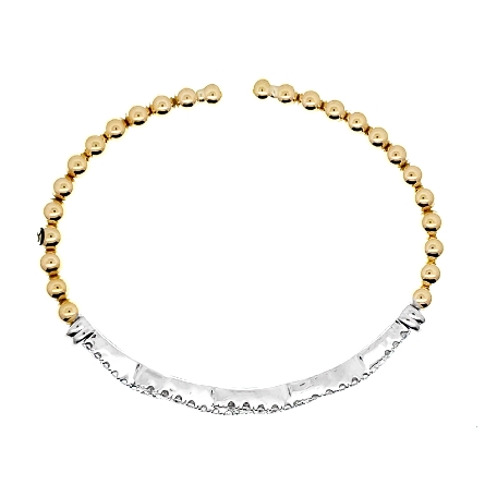 14K Yellow and White Gold Gabriel 5.75inch Bujukan Twist Bangle w/Diams=1.04ctw SI2 H-I #BG5090-57M45JJ (S2211900)