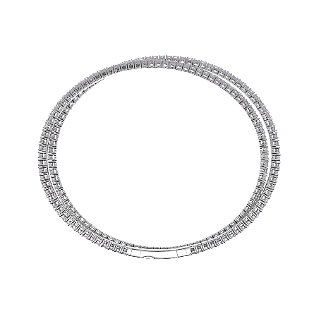 14K White Gold 2Row Wrap Tennis Bangle Bracelet w/Diams=4.26ctw SI H-I #B-8171-B (N4226)