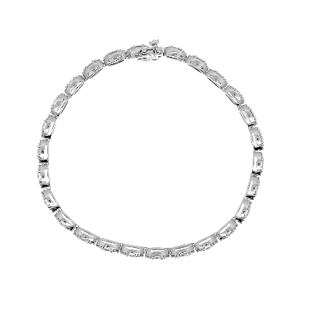 14K White Gold 7inch Marquise Shape Tennis Bracelet w/Diams=3.12ctw SI2 G-H #BP22-076B