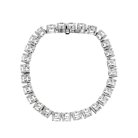 14K White Gold 7.25inch Custom 4Prong Tennis Bracelet w/28 Diams=28.25ctw SI2-I1 I-J 