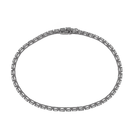 18K White Gold 7inch 4Prong Oval Tennis Bracelet w/49Diams=4.02ctw SI H-I #B11-162835