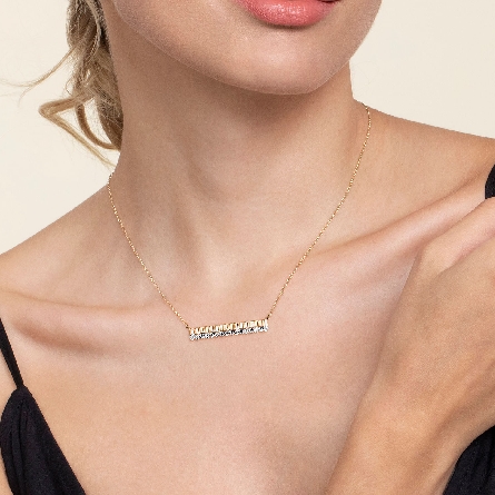 14K Yellow and White Gold Gabriel Diamond Cut Bar Necklace w/Diams=.34ctw SI2 H-I #NK7822M45JJ (S1850063)