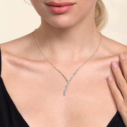 14K Yellow and White Gold Bujukan Y 15.5-17.5inch Adjustable Necklace w/Diams=.78ctw SI2 H-I #NK7800M45JJ (S1996092)