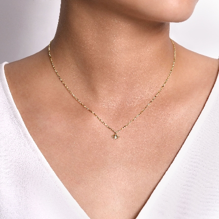 14K Yellow and White Gold Gabriel Adjustable 15.5-17.5inch Evil Eye Pendant Necklace w/1 Diamond=.03ct SI2 H-I #NK6433M45JJ (S2337827)