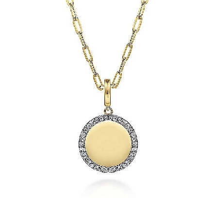 14K Yellow Gold Gabriel 18mm Round Medallion Engravable Pendant w/Diams=.36ctw SI2 H-I (chain not included) #PT6630Y45JJ (S1745560)