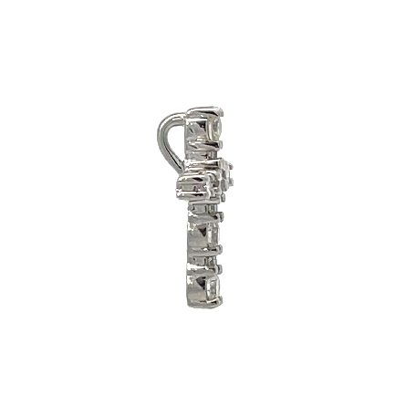 14K White Gold Alternating Size Shared Prong Cross Pendant w/Diams=.35ctw SI H-I #R2640