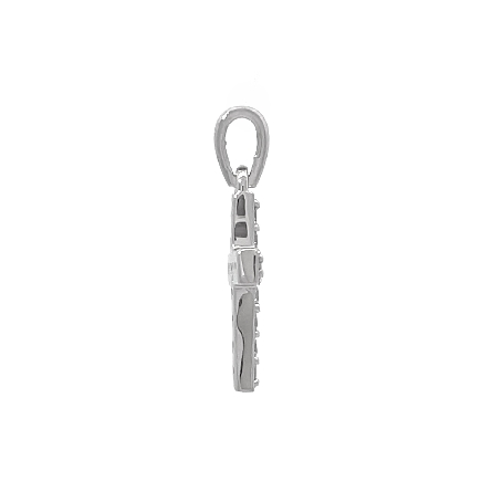 14K White Gold Bead Set Shared Prong Cross Pendant w/11Diams=.21ctw SI H-I #R1997