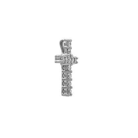 14K White Gold Shared Prong Cross Pendant w/Diams=1.09ctw SI H-I #R2115
