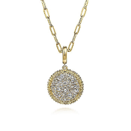 14K Yellow Gold Gabriel Bujukan 18mm Medallion Pave Pendant w/Diams=.78ctw SI2 H-I (chain not included) #PT6643Y45JJ (S2337489)