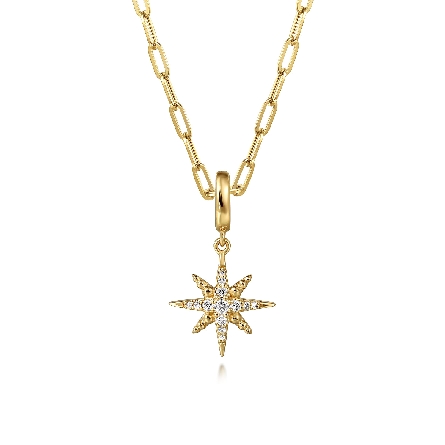 14K Yellow Gold Gabriel Bujukan Enhancer Starburst Pendant w/Diams=.15ctw SI2 H-I in 18mm #PT7551Y45JJ (S2323301)