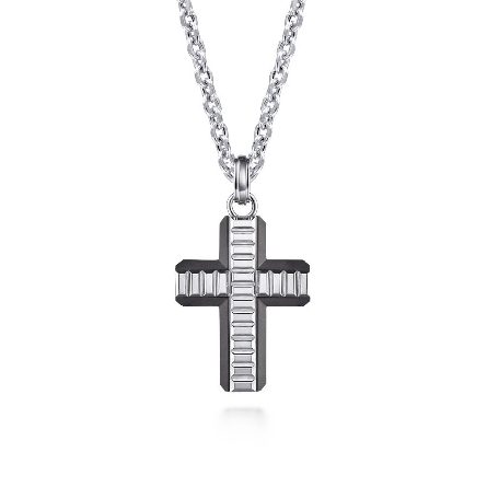 Sterlin Silver and Titantium Gabriel Cross Mens Pendant (Chain not included) #PCM6543TVJJJ (S1486706)