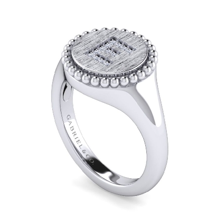 Sterling Silver Gabriel Bujukan Initial E Ring w/Diams=.05ctw Size 6.5 #LR52254E-SV5JJ (S1519598)