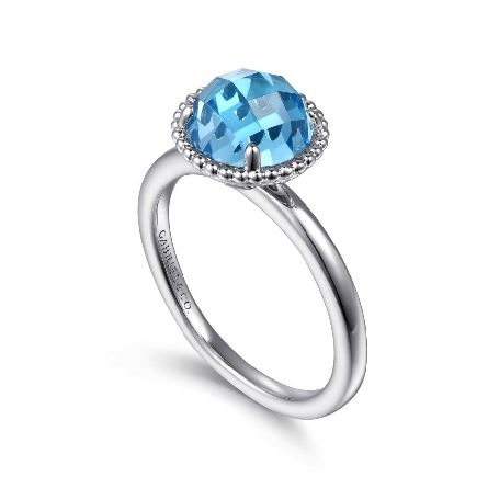 Sterling Silver Gabriel Bujukan Halo Ring w/Swiss Blue Topaz=2.94ct Size 6.5 #LR52227SVJBT (S1624925)
