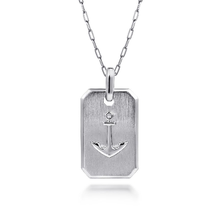 Sterling Silver Dog Tag Anchor Pendant (Chain Not Included) #PTM20020SVJJJ (S1636125)