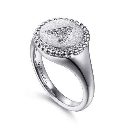 Sterling Silver Gabriel Bujukan Initial A Ring w/Diams=.05ctw Size 6.5 #LR52254A-SV5JJ (S1735480)