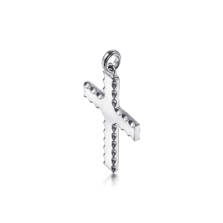 Sterling Silver 27.5x46.5mm Diamond-Cut Edge Cross Pendant (Chain not included) #PCM6580SVJJJ (S1758600)