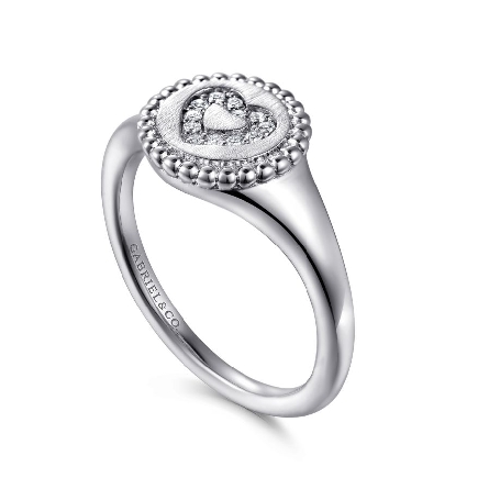 Sterling Silver Gabriel Bujukan Heart Ring w/Diams=.05ctw Size 6.5 #LR52255SV5JJ (S1851726)