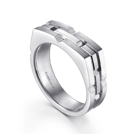 Sterling Silver Gabriel Mens Brick Pattern Ring Size 10 #MR52067SVJJJ (S1490749)