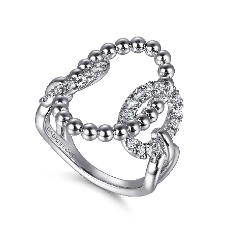 Sterling Silver Gabriel Bujukan Interlocking Link Ring w/White Sapphires=.80ctw Size 6.5 #LR52783SVJWS (S1996094)