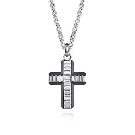 Sterlin Silver and Titantium Gabriel Cross Mens Pendant (Chain not included) #PCM6543TVJJJ (S2064739)