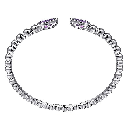 Sterling Silver Gabriel Pear Shape Bujukan Bangle Bracelet w/2Amethyst=2.46ctw Size 6.25 #BG5027-62SVJAM (S2118989)