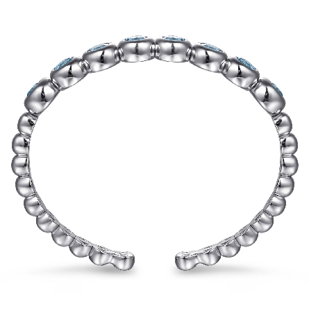 Sterling Silver Gabriel Bujukan Open Bangle Bracelet w/Blue Topaz=4.97ctw Size 6.25 #BG5109-62SVJBT (S2118935)