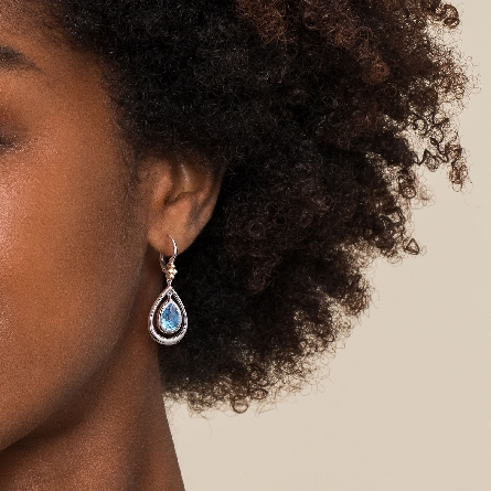 Sterling Silver and 14K Yellow Gold Gabriel Bujukan Pear Shaped Leverback Earrings w/2Swiss Blue Topaz=6.29tw   #EG15508MZJBT(S2118940)