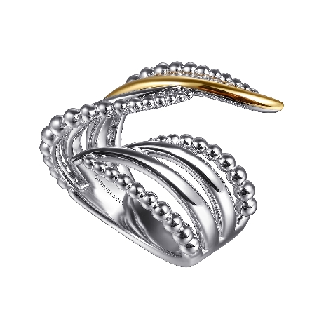 Sterling Silver and 14K Yellow Gold Bujukan Multiple Row Bypass Ring Size6.5 #LR52763MZJJJ (S2154258)