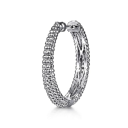 Sterling Silver 30mm Gabriel Bujukan Classic Hoop Earrings w/Black Spinel=.81ctw #EG15227SVJBS (S2191503)