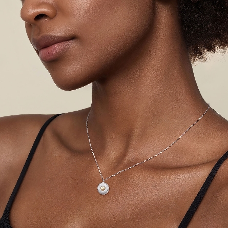 Sterling Silver and 14K Yellow Gold 15.5-17.5inch Bujukan Heart Medallion Pendant Necklace #NK7926MZJJJ (S2204556)