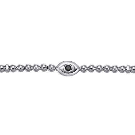 Sterling Silver Mens Gabriel 8inch Beaded Evil Eye Bracelet w/Black Spinel=.14ctw #TBM2165SVJBS (S1879601)