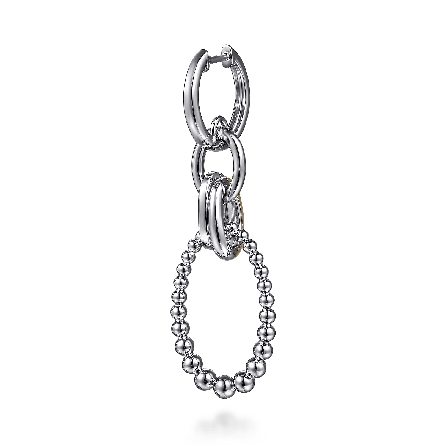 Sterling Silver and 14K Yellow Gold Bujukan Link Drop Earrings w/White Sapphires=.28ctw #EG15299MZJWS (S2018283)
