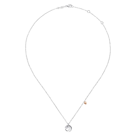 Sterling Silver and Rose Plated 15.5-17.5inch Cutout Heart Disc Necklace #NK6757STJJJ (S2264582)