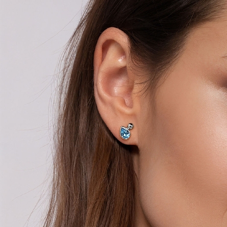 Sterling Silver Gabriel Bujukan Bezel Stud Earrings w/Swiss Blue Topaz=1.52ctw #EG15437SVJBT (S2285773)