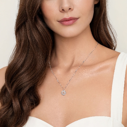 Sterling Silver Bujukan Initial S Medallion Adjustable 15.5-17.5inch Necklace #NK7925S-SVJJJ (S2285782)