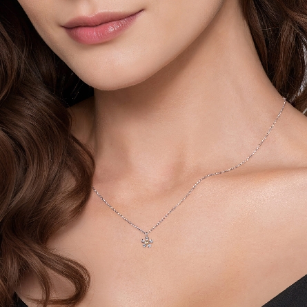 Sterling Silver and 14K Yellow Gold Gabriel Adjustable 15.5-17.5inch Bujukan Flower Pendant Necklace w/Diams=.07ctw SI2 H-I #NK7905MZ5JJ (S2287725)
