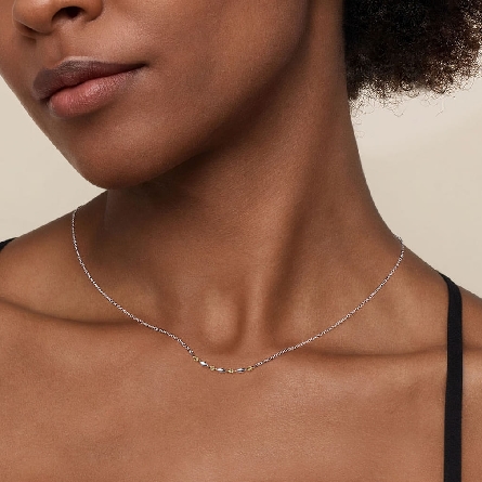 Sterling Silver and 14K Yellow Gold Gabriel Adjustable 15.5-17.5inch Bujukan Curved Bar Necklace #NK7914MZJJJ (S2298810)