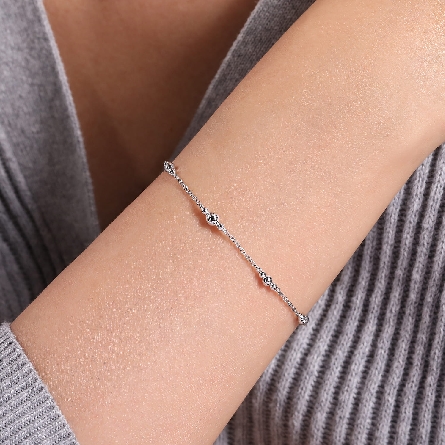 Sterling Silver Gabriel Adjustable 6.5-7inch Bujukan Beaded Station Bracelet #TB4480SVJJJ (S2320612)