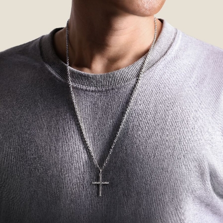 Sterling Silver Gabriel 38x23mm Twisted Rope Cross Pendant (Chain not included) #PCM6546SVJJJ (S2299716)